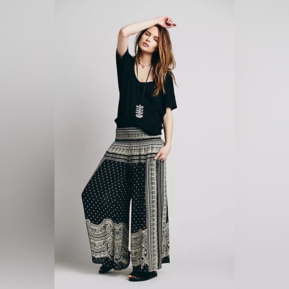 Free People Pants - Free People Black and White Wide Leg Pants